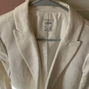 J. Crew Cream Tailored Linen-Blend Blazer